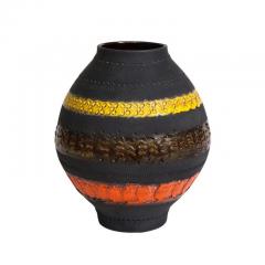  Bitossi Bitossi for Raymor Vase Ceramic Matte Black Yellow and Orange Signed - 2776363