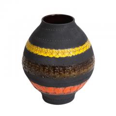  Bitossi Bitossi for Raymor Vase Ceramic Matte Black Yellow and Orange Signed - 2776365