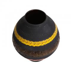  Bitossi Bitossi for Raymor Vase Ceramic Matte Black Yellow and Orange Signed - 2776366