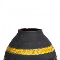  Bitossi Bitossi for Raymor Vase Ceramic Matte Black Yellow and Orange Signed - 2776369