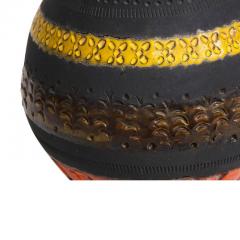  Bitossi Bitossi for Raymor Vase Ceramic Matte Black Yellow and Orange Signed - 2776370