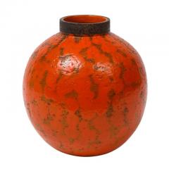  Bitossi Bitossi for Raymor Vase Ceramic Orange and Brown Signed - 2776322