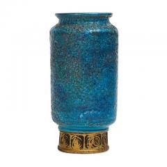  Bitossi Bitossi for Rosenthal Netter Vase Ceramic Blue Gold Cinese Signed - 2833635