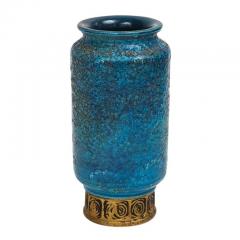  Bitossi Bitossi for Rosenthal Netter Vase Ceramic Blue Gold Cinese Signed - 2833636