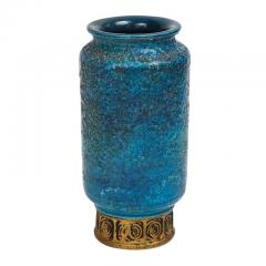 Bitossi Bitossi for Rosenthal Netter Vase Ceramic Blue Gold Cinese Signed - 2833637
