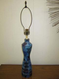  Bitossi Italian Blu Rimini Pottery Table Lamp by Aldo Londi Bitossi Mid Century Modern - 1749685