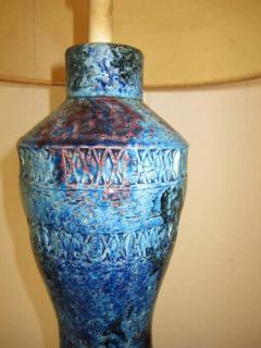  Bitossi Italian Blu Rimini Pottery Table Lamp by Aldo Londi Bitossi Mid Century Modern - 1749687