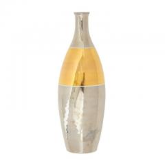  Bitossi Italian Ceramic Vase Metallic Chrome Silver Gold Signed - 2744038
