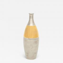  Bitossi Italian Ceramic Vase Metallic Chrome Silver Gold Signed - 2749531