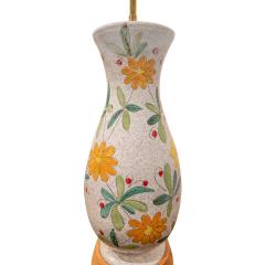  Bitossi Italian Pair of Artisan Ceramic Table Lamps with Flower Motif 1950s - 2733131