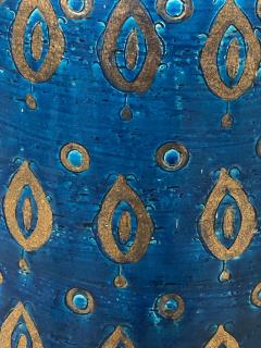  Bitossi Large 1960s Bitossi Pottery Cerulean glazed Lamp with Gilt Decoration - 1943067