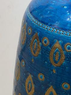  Bitossi Large 1960s Bitossi Pottery Cerulean glazed Lamp with Gilt Decoration - 1943070