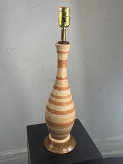  Bitossi MID CENTURY STRIPED BOTTLE SHAPED VOLCANIC GLAZE CERAMIC LAMPS IN BITOSSI STYLE - 3393068