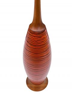  Bitossi Mid Century Danish or Italian Modern Orange Ceramic Pottery Walnut Table Lamp - 4333778