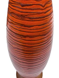  Bitossi Mid Century Danish or Italian Modern Orange Ceramic Pottery Walnut Table Lamp - 4333780