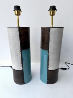  Bitossi Mid Century Pair of Ceramic Lamps Mondrian by Bitossi Italy 1990s - 4625343