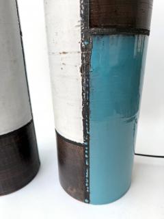 Bitossi Mid Century Pair of Ceramic Lamps Mondrian by Bitossi Italy 1990s - 4625347