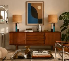  Bitossi Mid Century Pair of Ceramic Lamps Mondrian by Bitossi Italy 1990s - 4625349