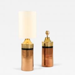 Bitossi Pair of 1960s ceramic Bitossi gold black and copper glazed lamps for Bergbom - 4745925