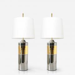  Bitossi Pair of Bitossi Bergboms ceramic table lamps on gold and silver glazes - 3637084