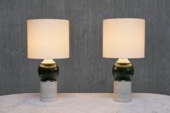  Bitossi Pair of Bitossi Ceramic Table Lamps with Green Glazed Spheres Bergboms 1960s - 4391304