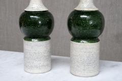  Bitossi Pair of Bitossi Ceramic Table Lamps with Green Glazed Spheres Bergboms 1960s - 4391308