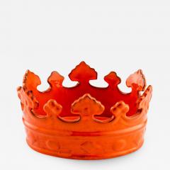  Bitossi Peasant Village Crown Bowl Ceramic Orange Signed - 2749511