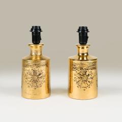  Bitossi Rare pair of mid century Sevilla gold glaze table lamps by Bitossi - 4744336
