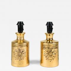  Bitossi Rare pair of mid century Sevilla gold glaze table lamps by Bitossi - 4745912