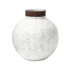  Bitossi Raymor Bitossi White Ball Vase Ceramic Signed - 3339217