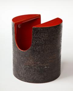  Bitossi Red Glaze Ceramic Vase with Black Matte Exterior by Bitossi Italy c 1960s - 1937806