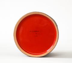  Bitossi Red Glaze Ceramic Vase with Black Matte Exterior by Bitossi Italy c 1960s - 1937816