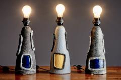  Bitossi Set of Three Bitossi Ceramic Table Lamps with Volcano Glaze - 4510930