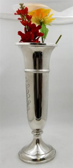  Black Starr Gorham Black Starr Gorham Sterling Silver Trumpet Palace Size Vase in Art Deco Style - 3237232