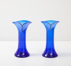  Blenko Glass Co 1960s Handblown Sculptural Blue Glass Vases - 4227791