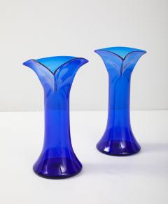  Blenko Glass Co 1960s Handblown Sculptural Blue Glass Vases - 4227801