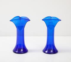  Blenko Glass Co 1960s Handblown Sculptural Blue Glass Vases - 4227803