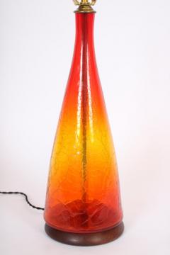  Blenko Glass Co Blenko Glass Co Amberlina Crackle Glass Table Lamp 1960s - 1593868