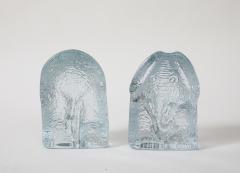  Blenko Glass Co Blenko Ice Blue Elephant Bookends - 3991058