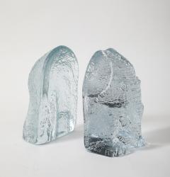  Blenko Glass Co Blenko Ice Blue Elephant Bookends - 3991059