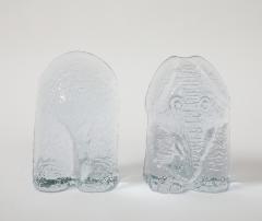  Blenko Glass Co Blenko Ice Blue Elephant Bookends - 3991060