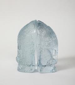  Blenko Glass Co Blenko Ice Blue Elephant Bookends - 3991061