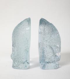  Blenko Glass Co Blenko Ice Blue Elephant Bookends - 3991064