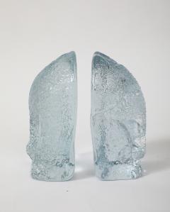  Blenko Glass Co Blenko Ice Blue Elephant Bookends - 3991066