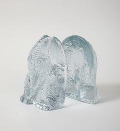  Blenko Glass Co Blenko Ice Blue Elephant Bookends - 3991067