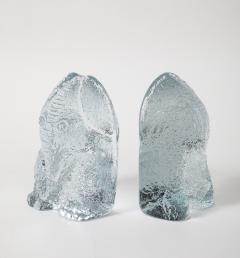  Blenko Glass Co Blenko Ice Blue Elephant Bookends - 3991068