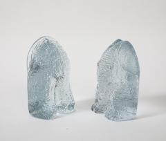  Blenko Glass Co Blenko Ice Blue Elephant Bookends - 3991074