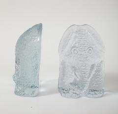  Blenko Glass Co Blenko Ice Blue Elephant Bookends - 3991075