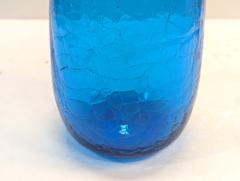  Blenko Glass Co Blenko Persian Blue Crackle Glass Vase Mid Century - 4436051