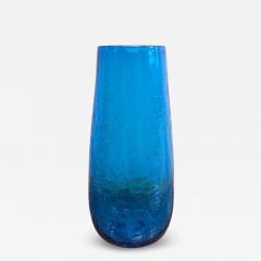  Blenko Glass Co Blenko Persian Blue Crackle Glass Vase Mid Century - 4436119